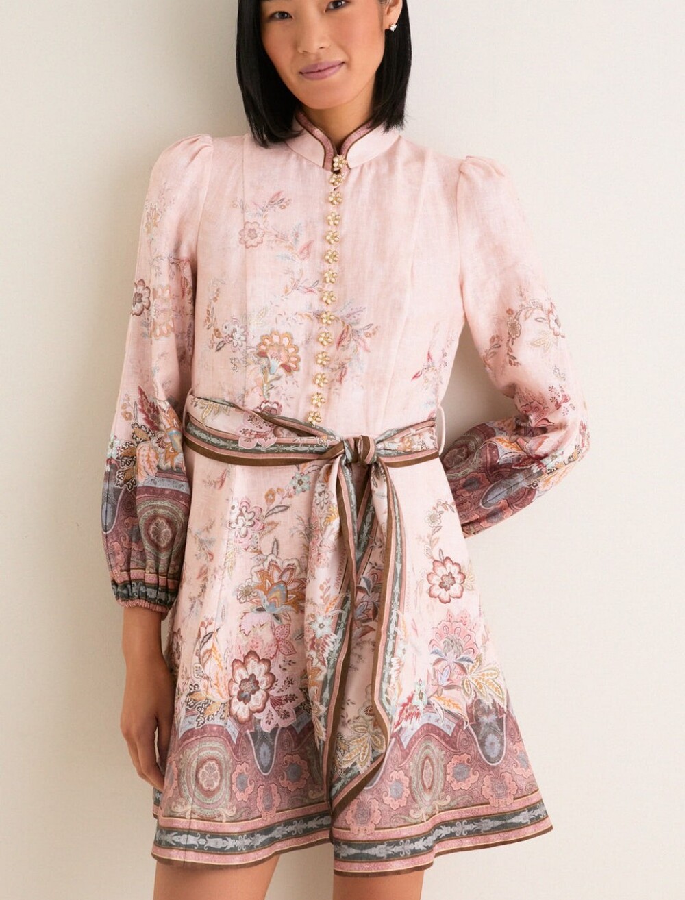 ZIMMERMANN Alchemy Button Mini Dress- Pink Paisley